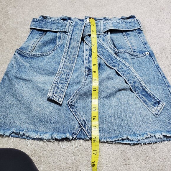 WE THE FREE East Of Eden Denim Mini Skirt Free People Retro Raw Hem Women's 25 - Picture 14 of 14